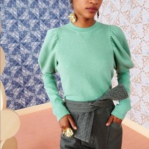 Ulla Johnson Philo Turquoise Puff Sleeve Pullover Sweater Size Large  NWT